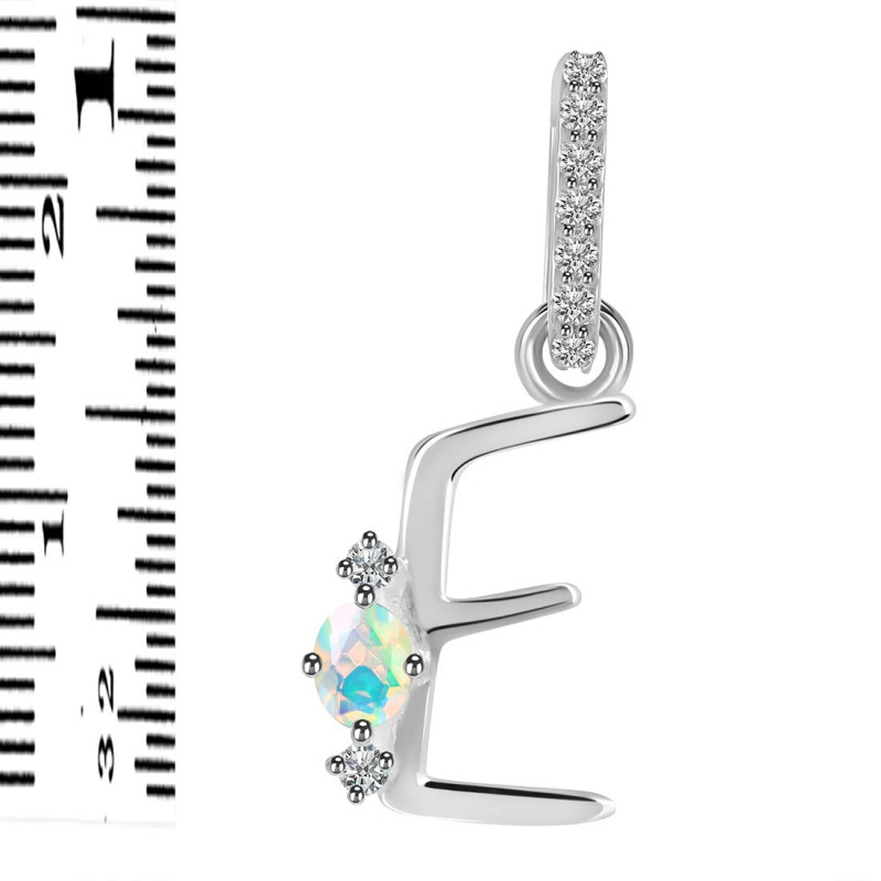 Opal & White Topaz Alphabet E Pendant OPL-RDA-31.