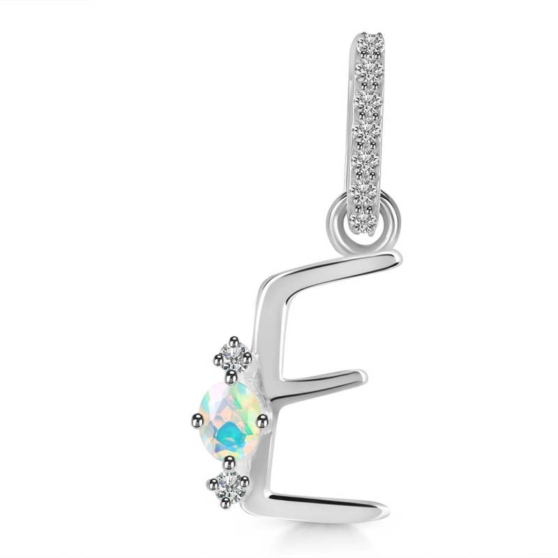Opal & White Topaz Alphabet E Pendant OPL-RDA-31.