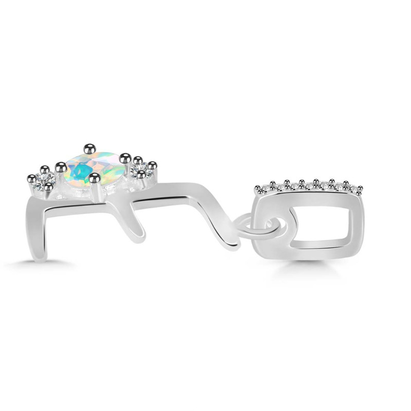 Opal & White Topaz Alphabet E Pendant