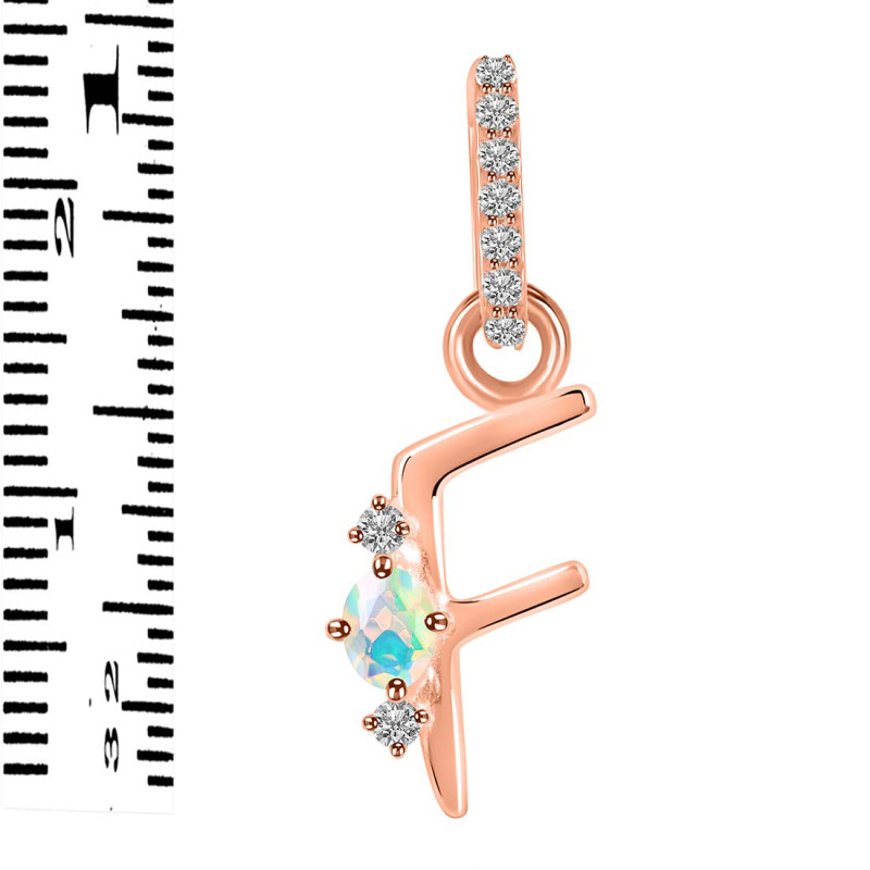 Opal & White Topaz Alphabet F Pendant OPL-RDA-32.