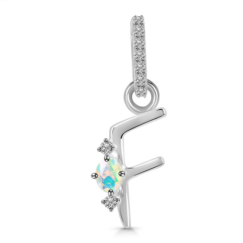 Opal & White Topaz Alphabet F Pendant OPL-RDA-32.