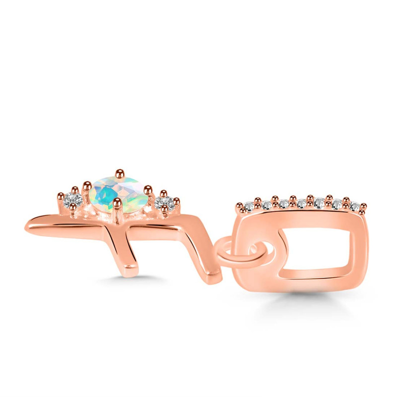 Opal & White Topaz Alphabet F Pendant OPL-RDA-32.