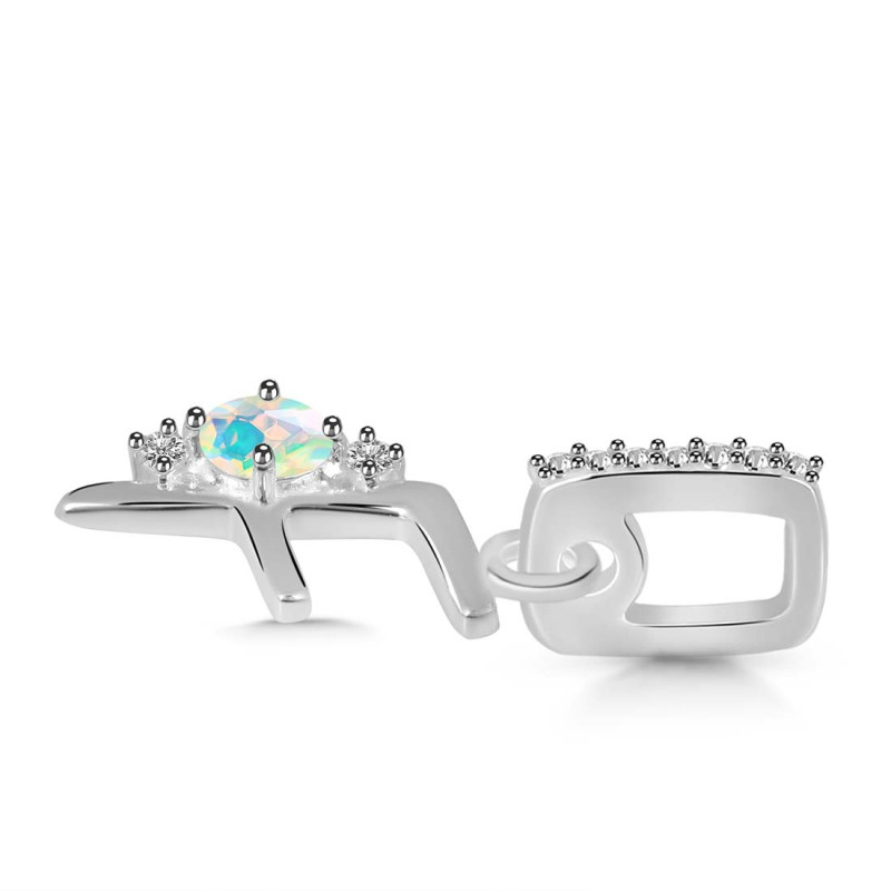 Opal & White Topaz Alphabet F Pendant