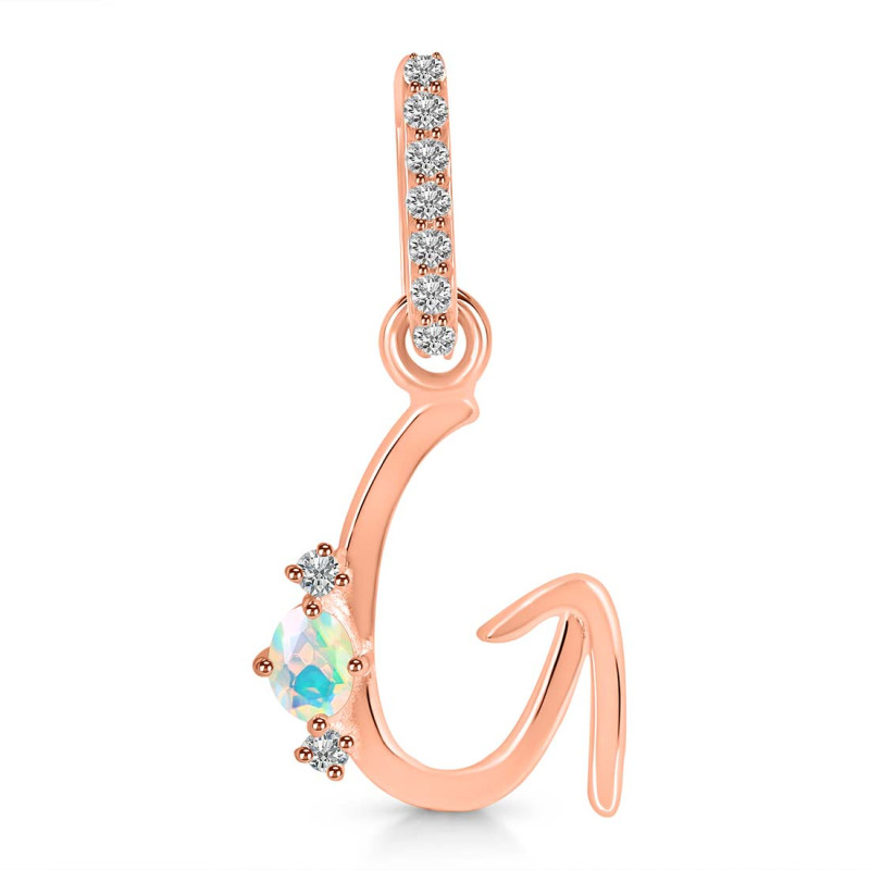 Opal & White Topaz Alphabet G Pendant OPL-RDA-33.