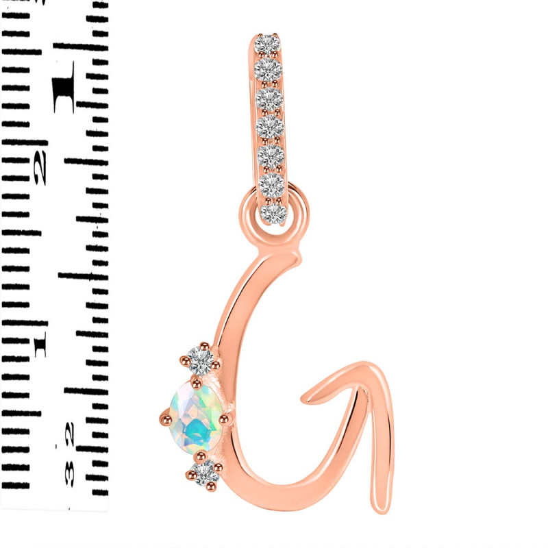 Opal & White Topaz Alphabet G Pendant OPL-RDA-33.