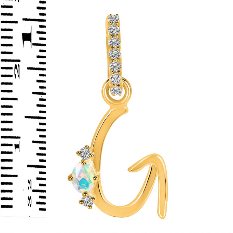 Opal & White Topaz Alphabet G Pendant OPL-RDA-33.
