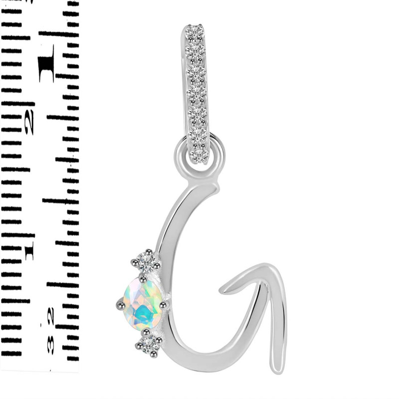 Opal & White Topaz Alphabet G Pendant OPL-RDA-33.