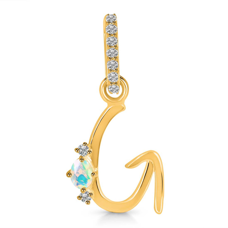 Opal & White Topaz Alphabet G Pendant OPL-RDA-33.