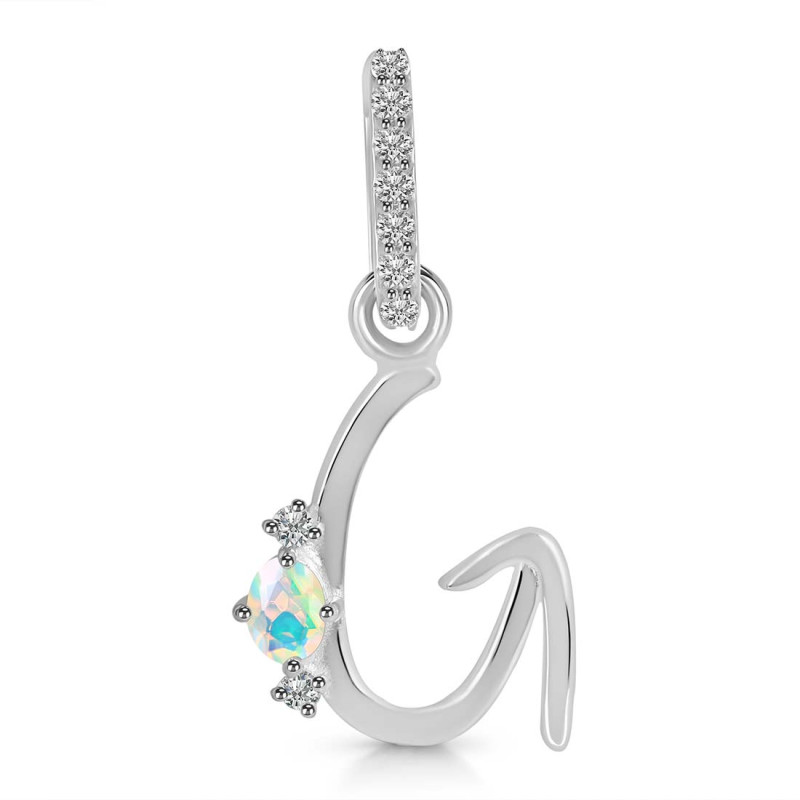 Opal & White Topaz Alphabet G Pendant OPL-RDA-33.