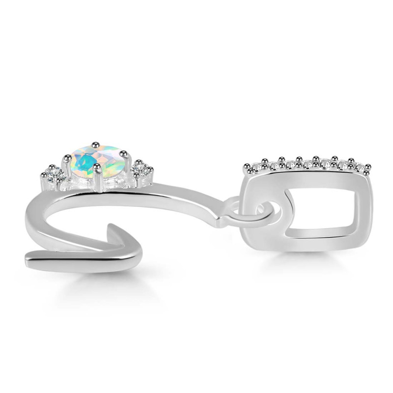Opal & White Topaz Alphabet G Pendant