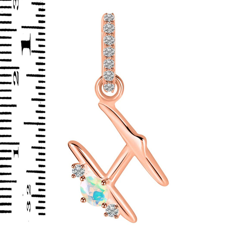 Opal & White Topaz Alphabet H Pendant OPL-RDA-34.