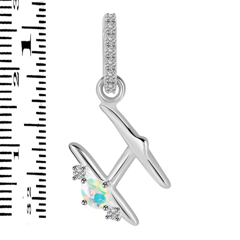 Opal & White Topaz Alphabet H Pendant OPL-RDA-34.