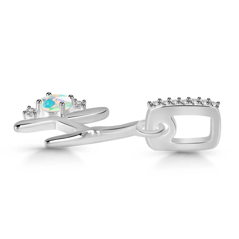 Opal & White Topaz Alphabet H Pendant