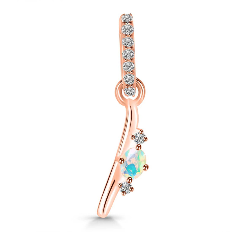 Opal & White Topaz Alphabet I Pendant OPL-RDA-35.