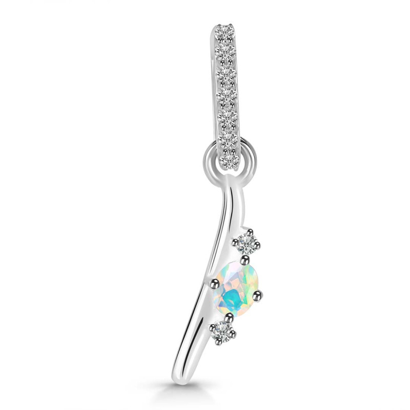 Opal & White Topaz Alphabet I Pendant OPL-RDA-35.