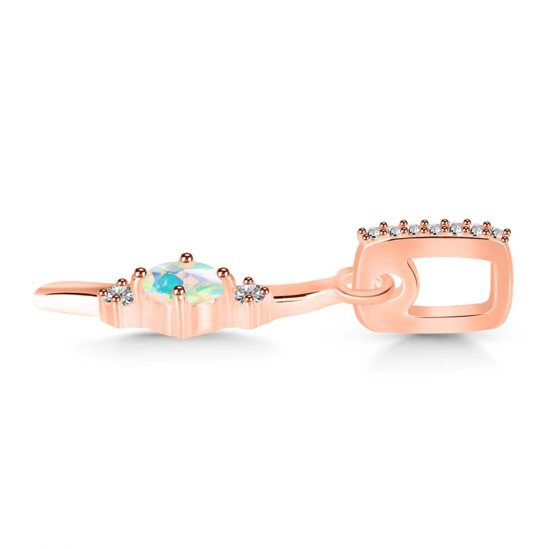 Opal & White Topaz Alphabet I Pendant OPL-RDA-35.