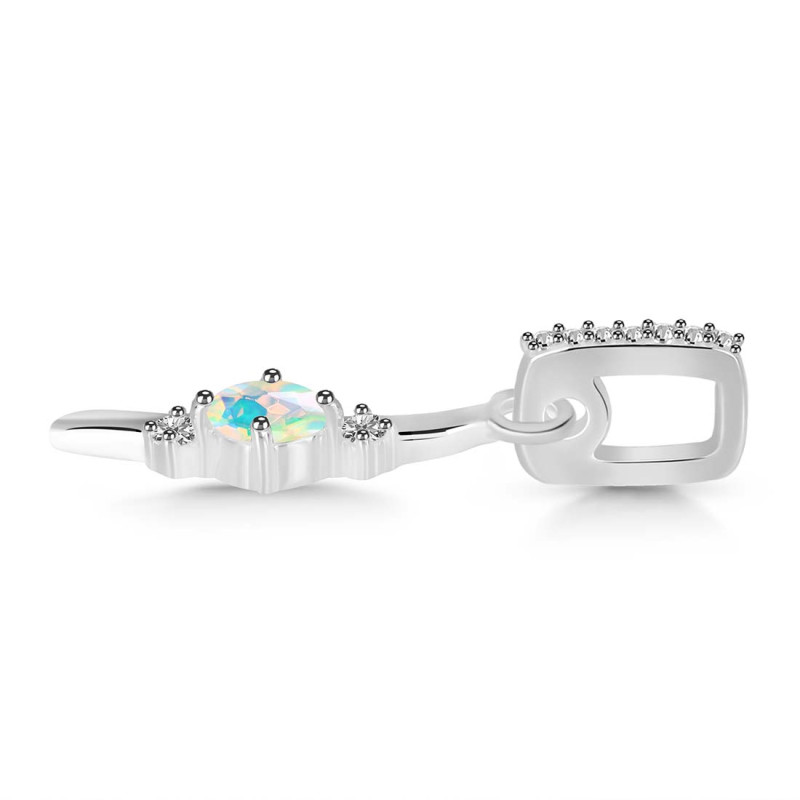 Opal & White Topaz Alphabet I Pendant