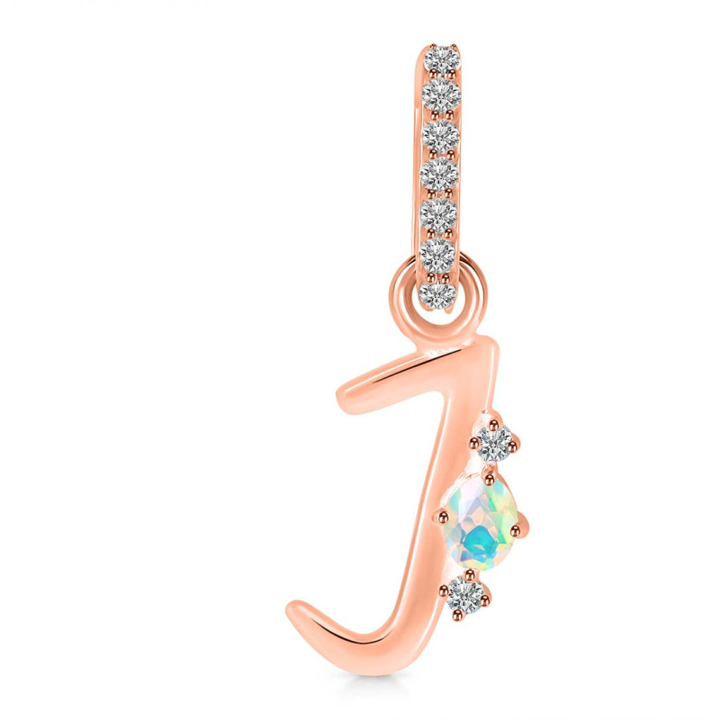 Opal & White Topaz Alphabet J Pendant OPL-RDA-36.
