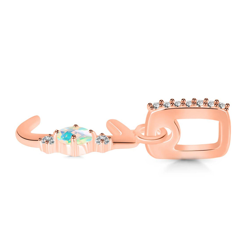 Opal & White Topaz Alphabet J Pendant OPL-RDA-36.
