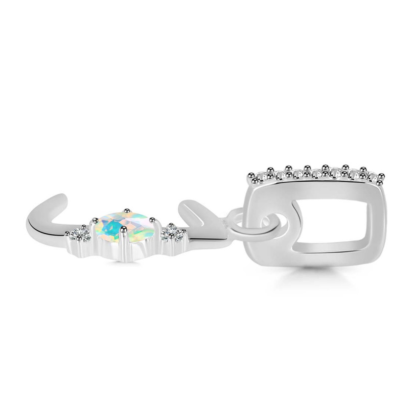 Opal & White Topaz Alphabet J Pendant