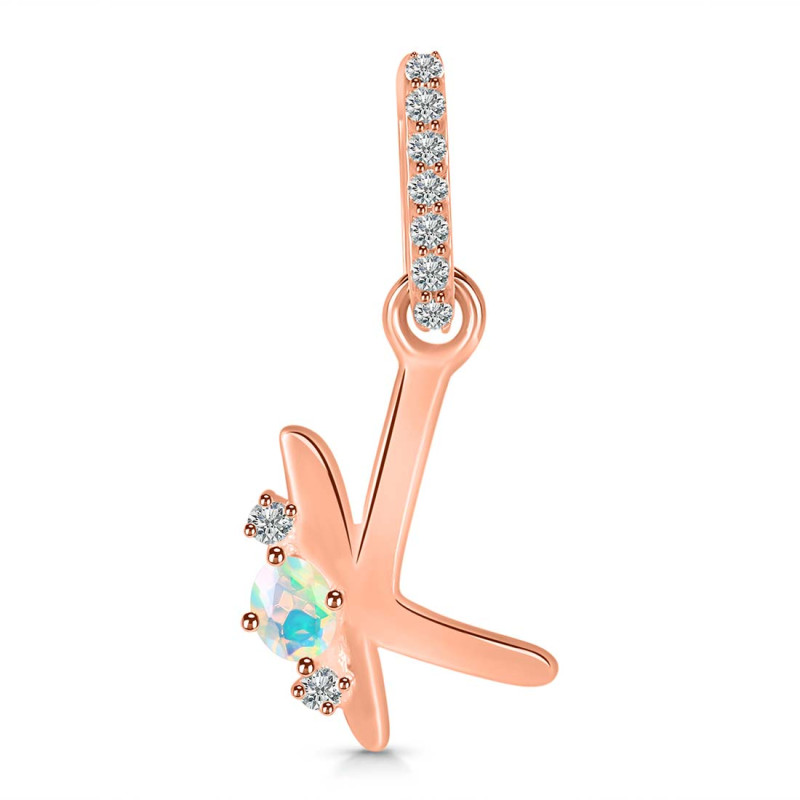 Opal & White Topaz Alphabet K Pendant OPL-RDA-37.