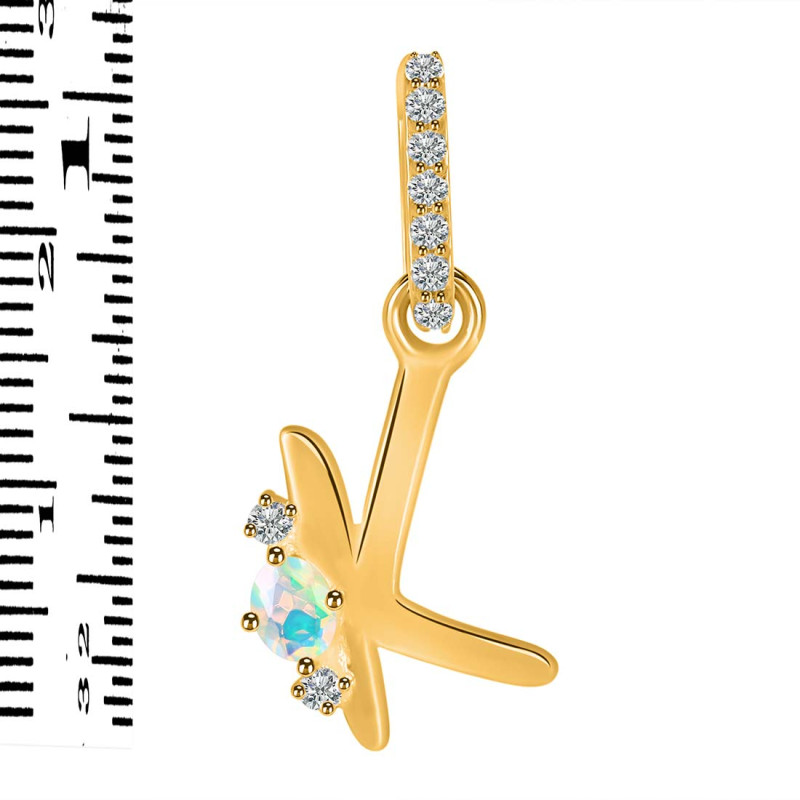 Opal & White Topaz Alphabet K Pendant OPL-RDA-37.