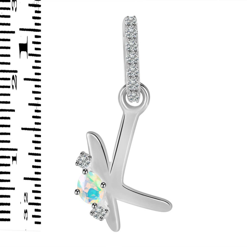 Opal & White Topaz Alphabet K Pendant OPL-RDA-37.