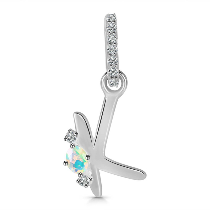 Opal & White Topaz Alphabet K Pendant OPL-RDA-37.