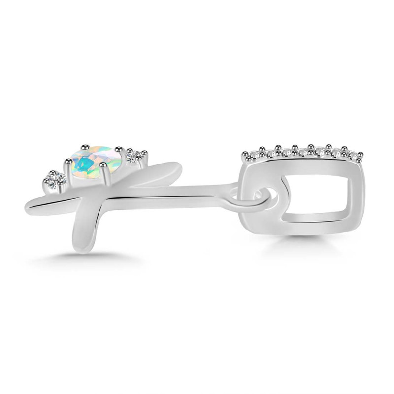 Opal & White Topaz Alphabet K Pendant