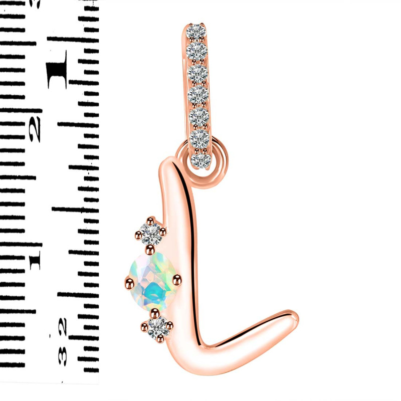 Opal & White Topaz Alphabet L Pendant OPL-RDA-38.