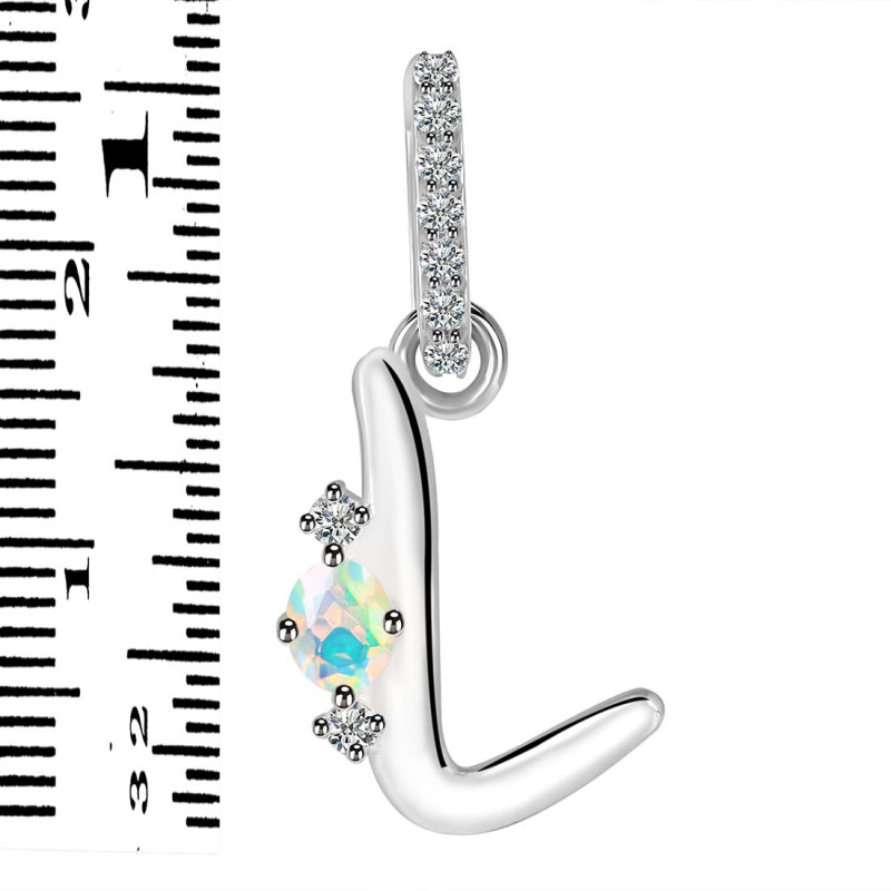 Opal & White Topaz Alphabet L Pendant OPL-RDA-38.