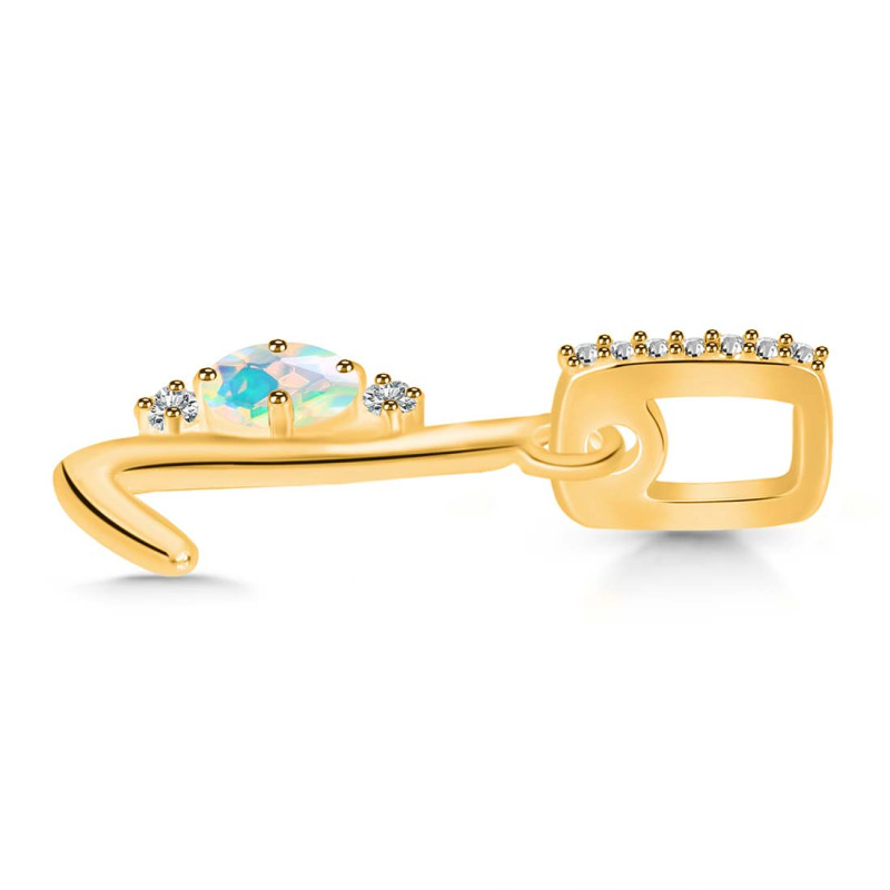 Opal & White Topaz Alphabet L Pendant OPL-RDA-38.