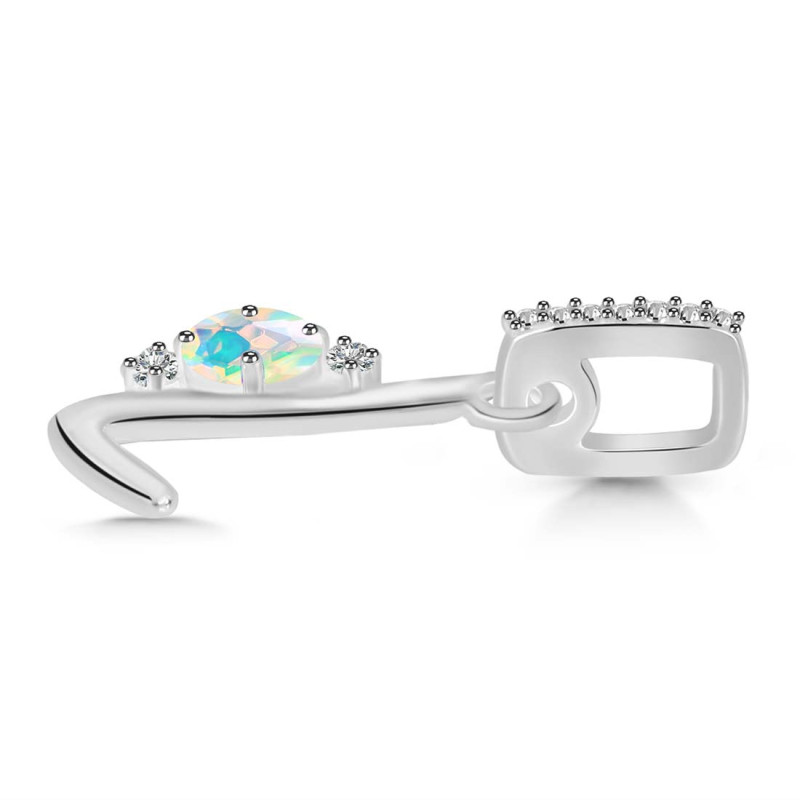 Opal & White Topaz Alphabet L Pendant