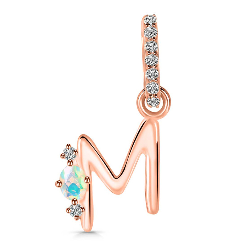 Opal & White Topaz Alphabet M Pendant OPL-RDA-39.