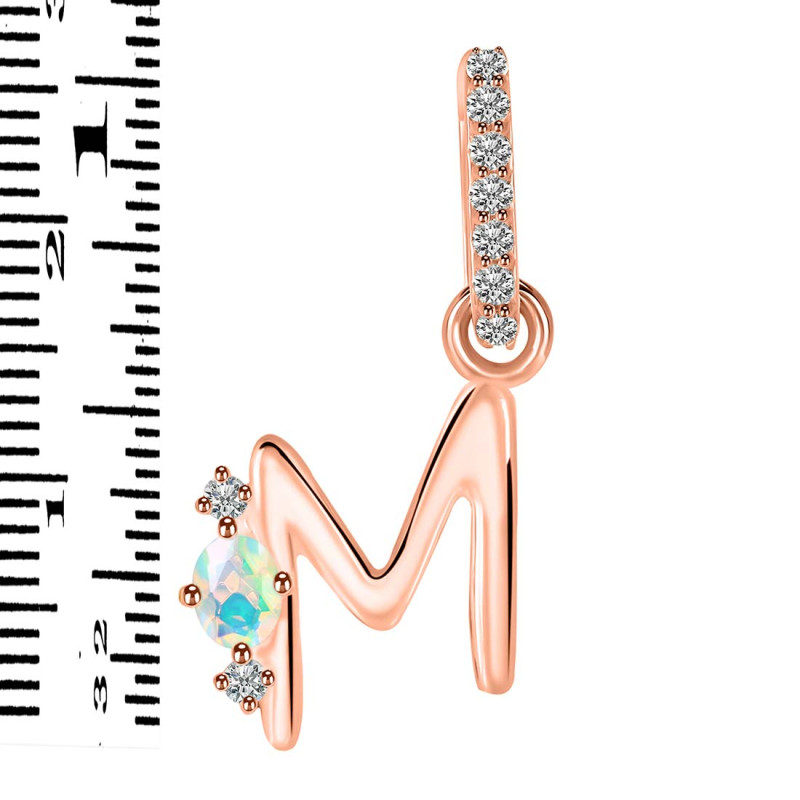 Opal & White Topaz Alphabet M Pendant OPL-RDA-39.
