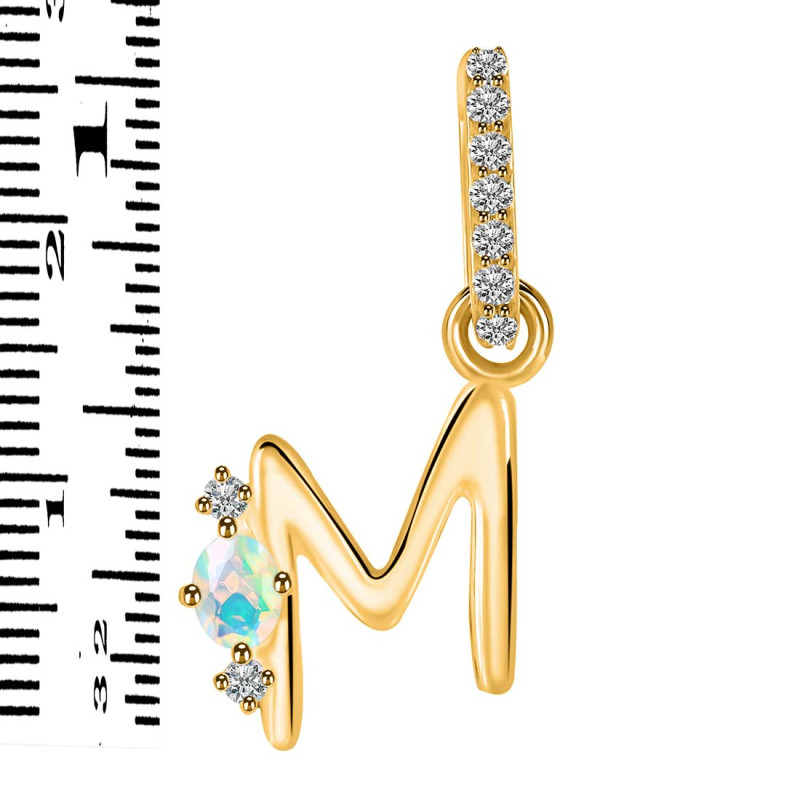 Opal & White Topaz Alphabet M Pendant OPL-RDA-39.
