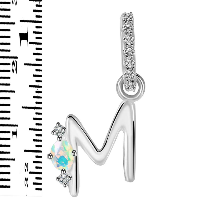 Opal & White Topaz Alphabet M Pendant OPL-RDA-39.