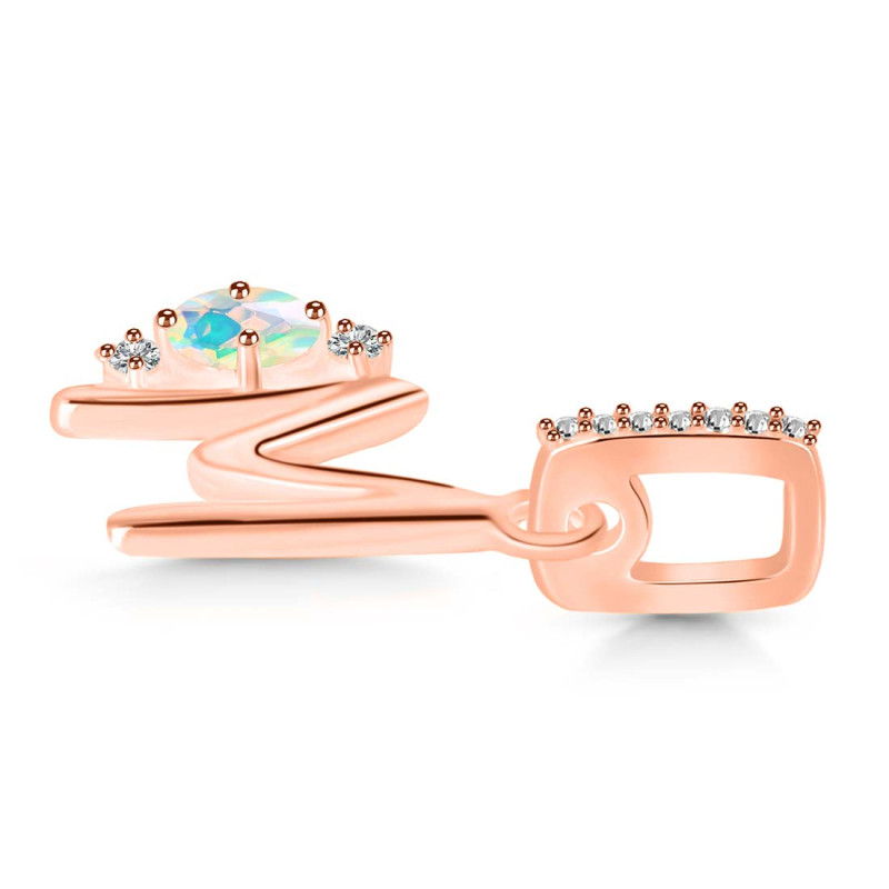 Opal & White Topaz Alphabet M Pendant OPL-RDA-39.