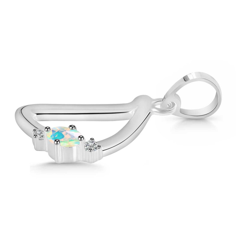 Opal & White Topaz Alphabet D Pendant