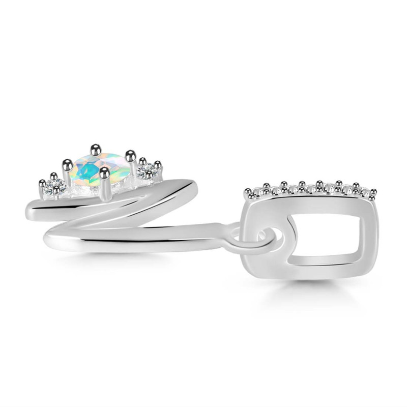 Opal & White Topaz Alphabet N Pendant
