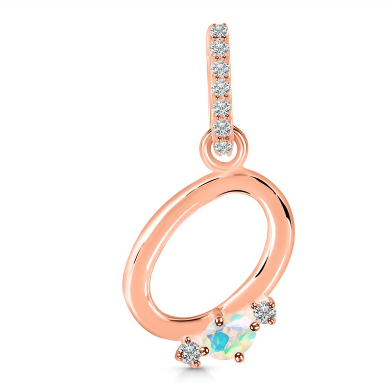 Opal & White Topaz Alphabet O Pendant OPL-RDA-41.