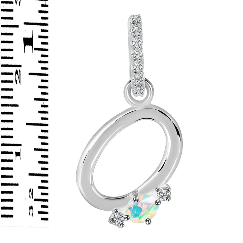 Opal & White Topaz Alphabet O Pendant OPL-RDA-41.