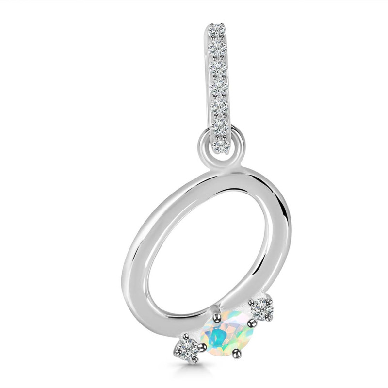 Opal & White Topaz Alphabet O Pendant OPL-RDA-41.