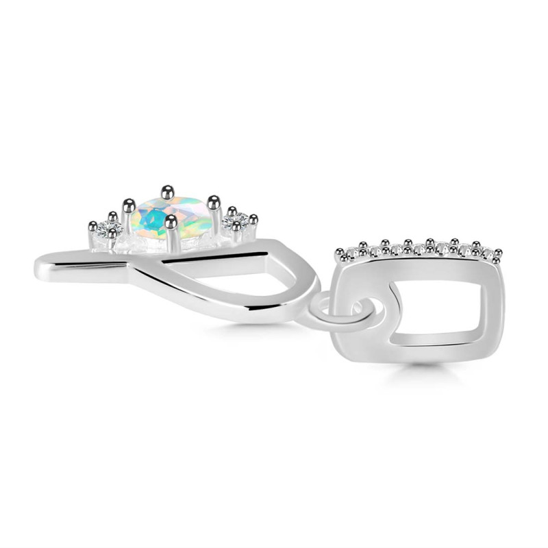 Opal & White Topaz Alphabet P Pendant
