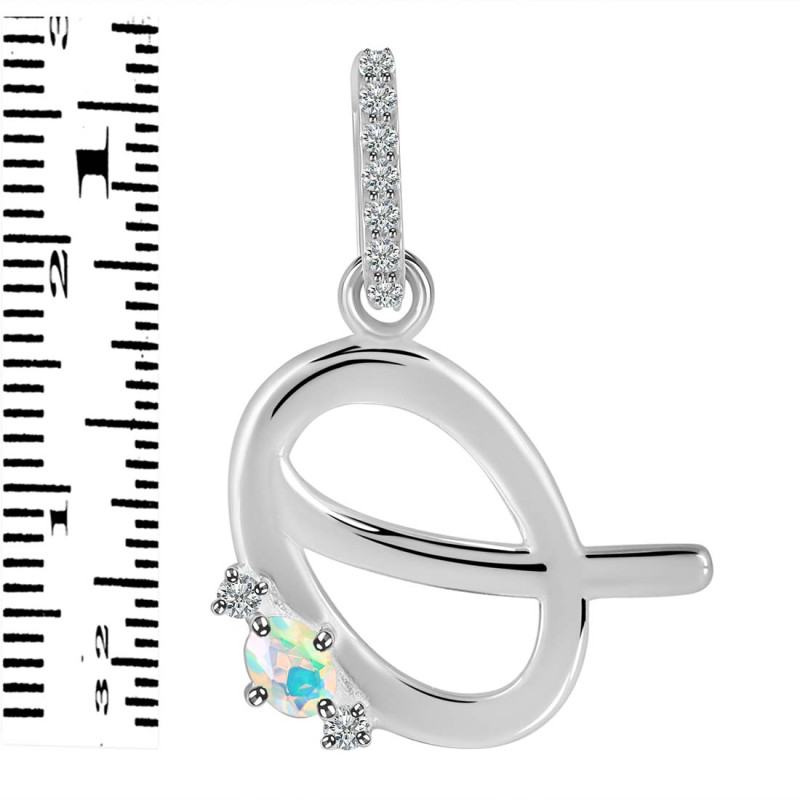 Opal & White Topaz Alphabet Q Pendant OPL-RDA-43.