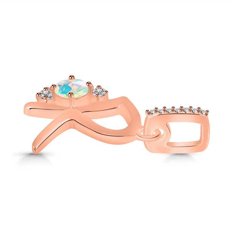 Opal & White Topaz Alphabet R Pendant OPL-RDA-44.