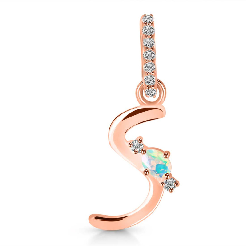 Opal & White Topaz Alphabet S Pendant OPL-RDA-45.