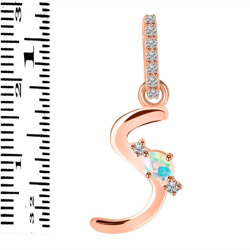 Opal & White Topaz Alphabet S Pendant OPL-RDA-45.