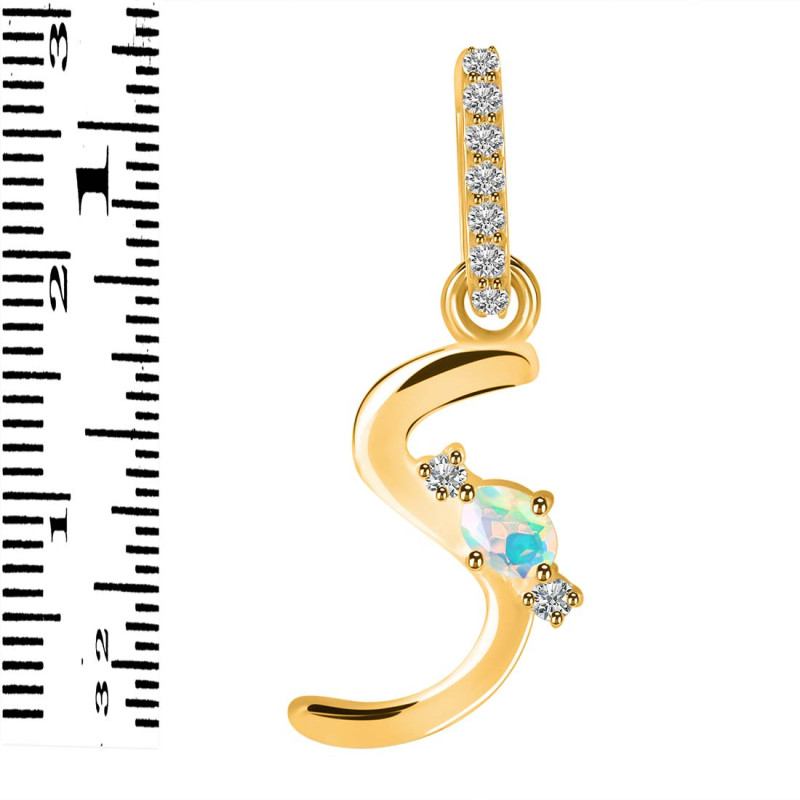 Opal & White Topaz Alphabet S Pendant OPL-RDA-45.