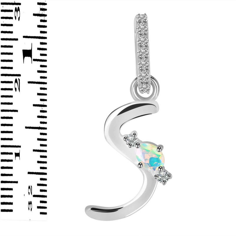 Opal & White Topaz Alphabet S Pendant OPL-RDA-45.